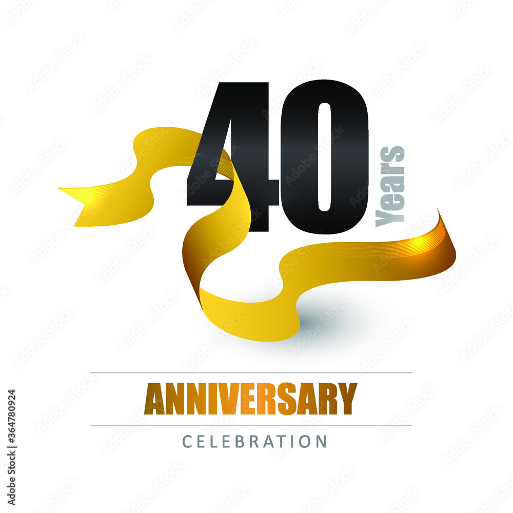 40 Years Anniversary Logo Template With Ribbon Poster Template For