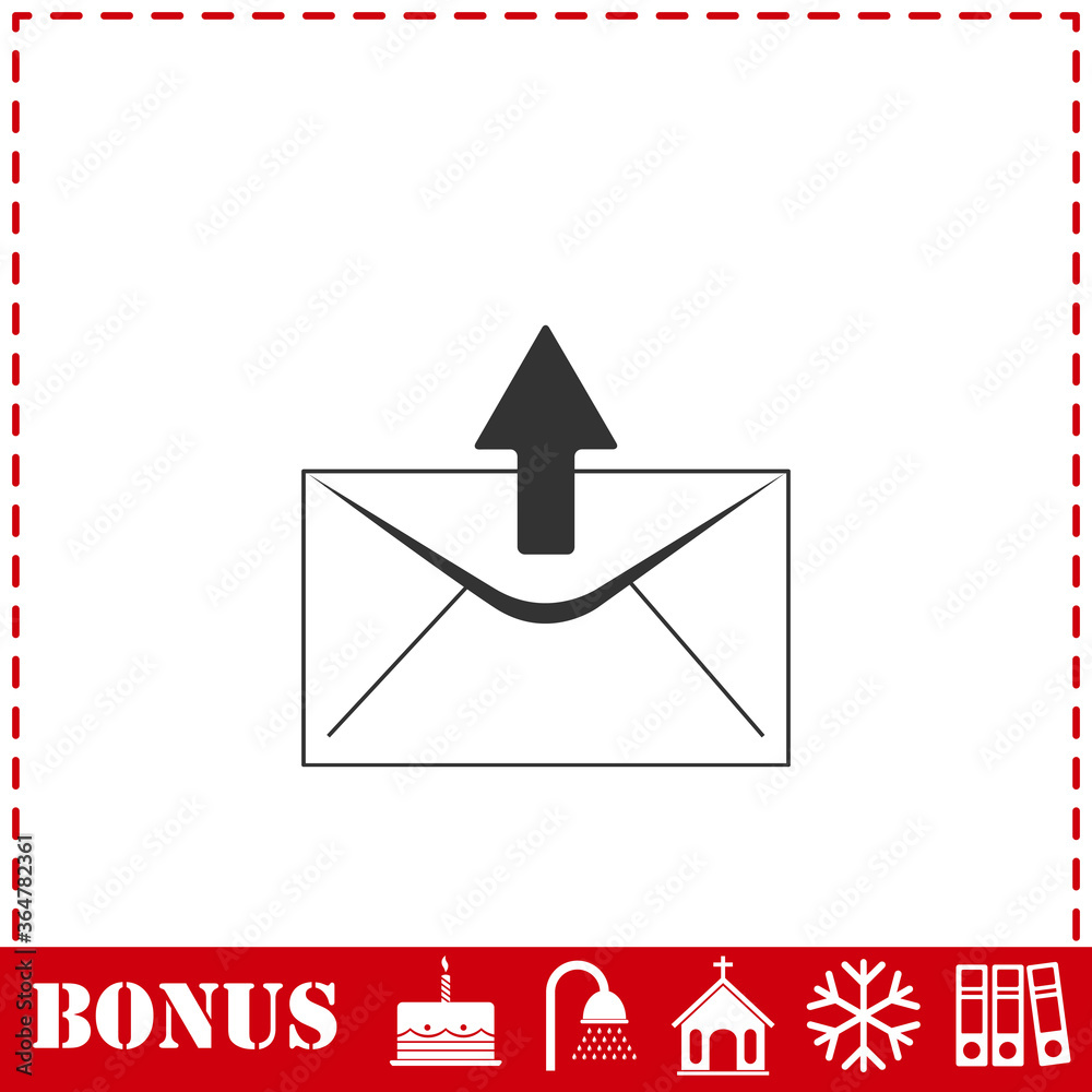 Mail arrow icon flat
