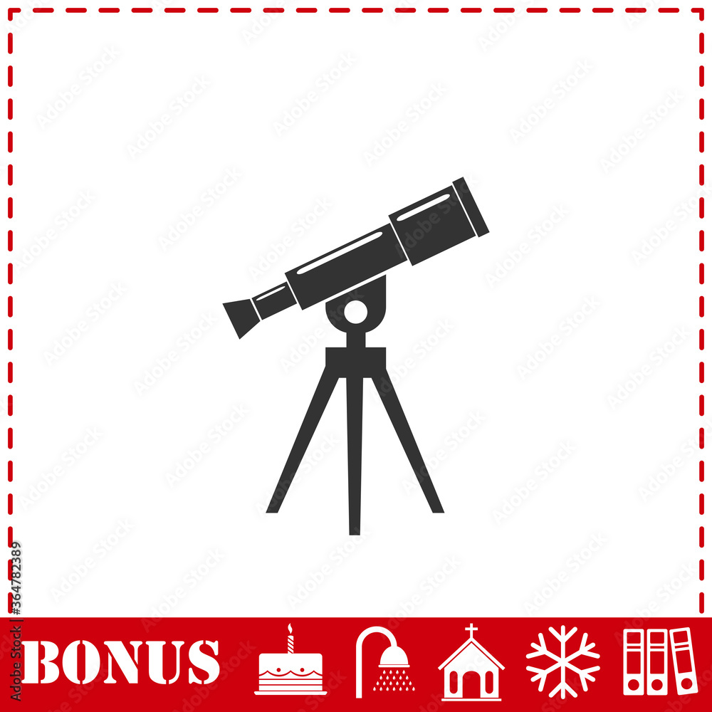 Telescope icon flat Telescope icon flat
