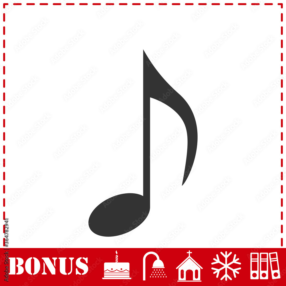Music note icon flat