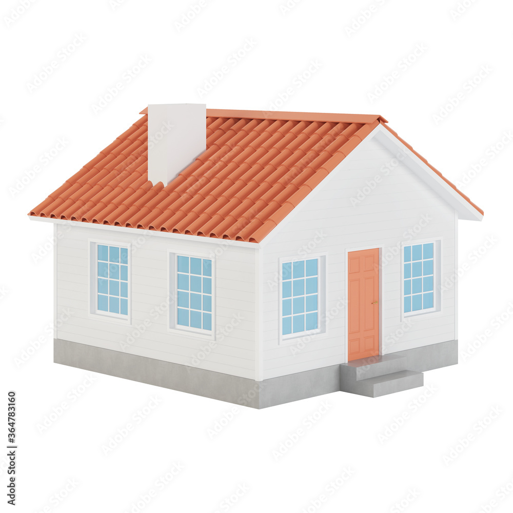 White house with red tiles icon. 3D illustration. White house with red tiles icon. 3D illustration.