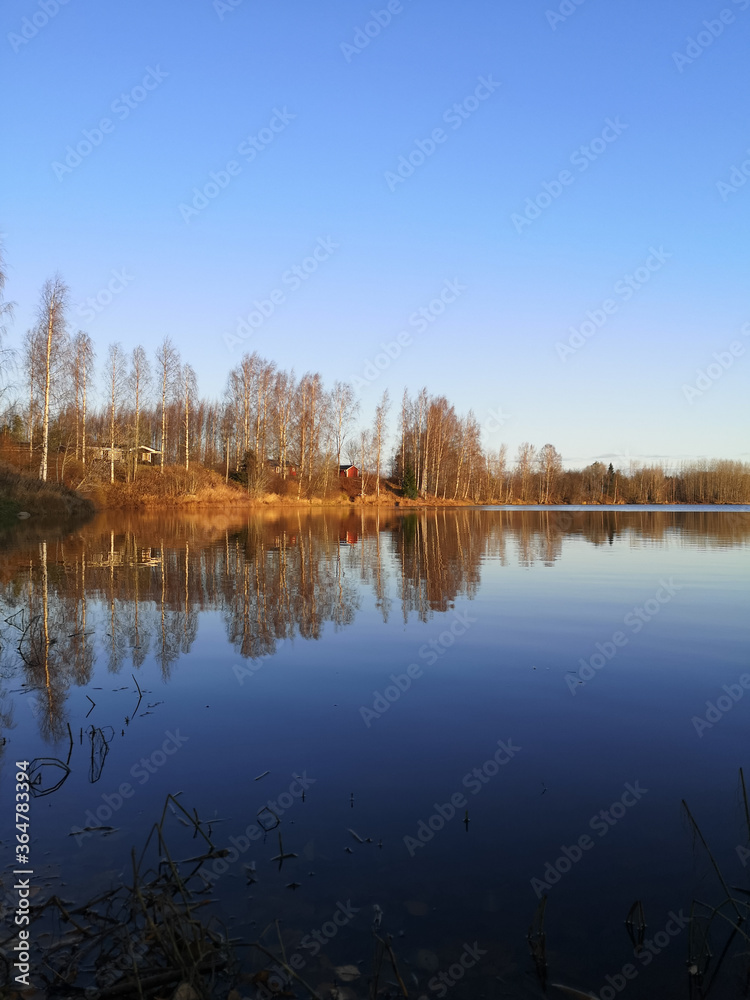 The autumn lake view in Finland. The autumn lake view in Finland.