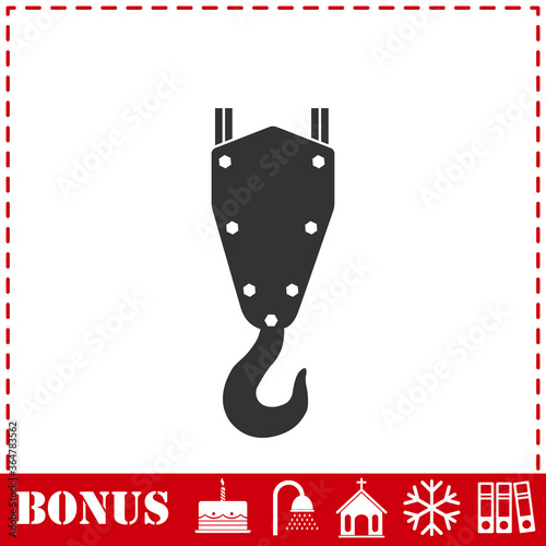 Crane hook icon flat