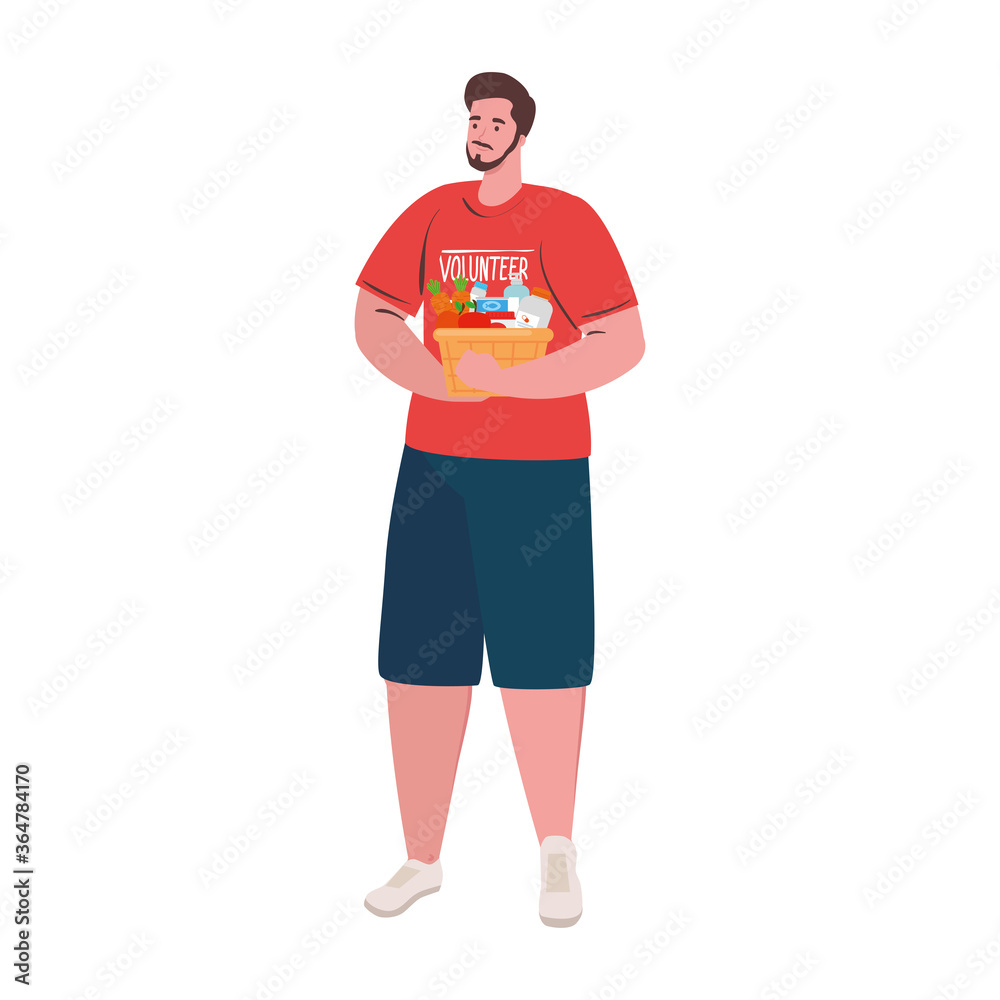 volunteer man with donate box design of Charity community care and work theme Vector illustration volunteer man with donate box design of Charity community care and work theme Vector illustration