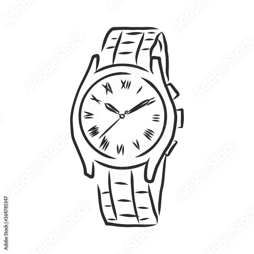 Sketch wrist watch isolated on white background. wrist watch, vector sketch illustration
