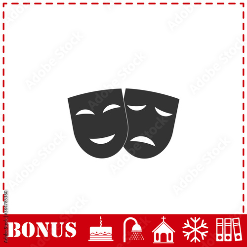 Festive masks icon flat