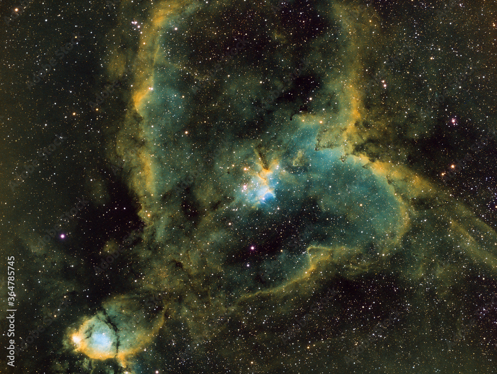 The Heart Nebula, IC 1805, Sharpless 2-190, lies some 7500 light years away from Earth and is located in the Perseus Arm of the Galaxy in the constellation Cassiopeia The Heart Nebula, IC 1805, Sharpless 2-190, lies some 7500 light years away from Earth and is located in the Perseus Arm of the Galaxy in the constellation Cassiopeia