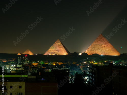 pyramid in giza at night colorful illustrated