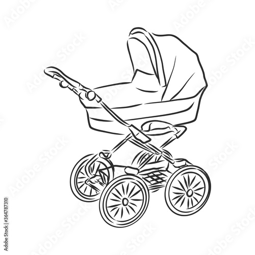 Baby stroller vector sketch icon isolated on background. Hand drawn Baby stroller icon. baby stroller, vector sketch illustration