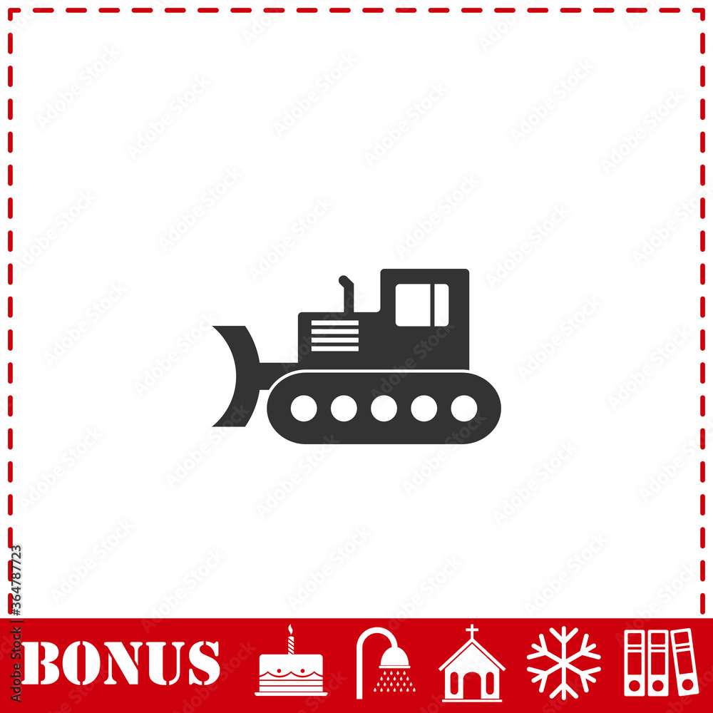 Bulldozer icon flat Bulldozer icon flat
