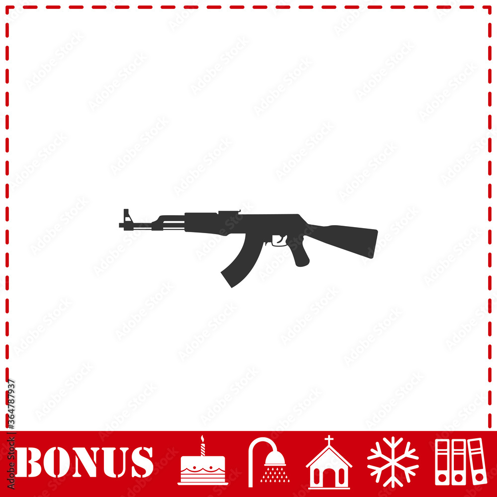 Assault rifle icon flat
