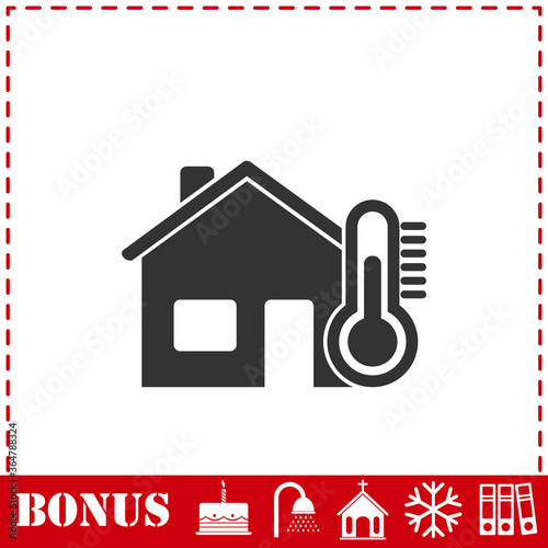 House temperature icon flat