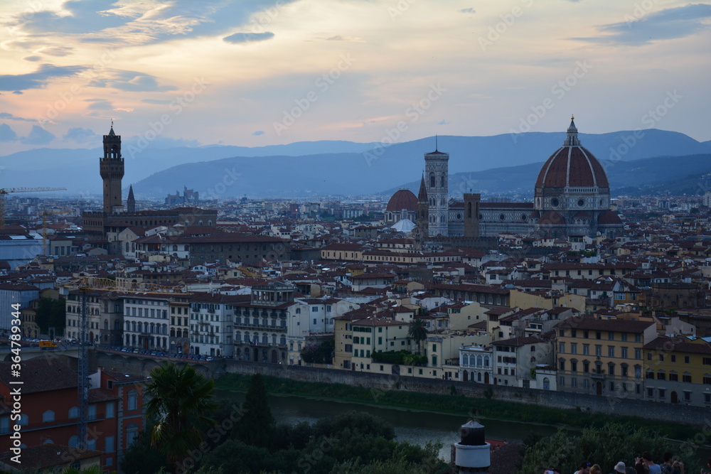 Coucher de soleil vue Panoramique Florence Toscane Italie