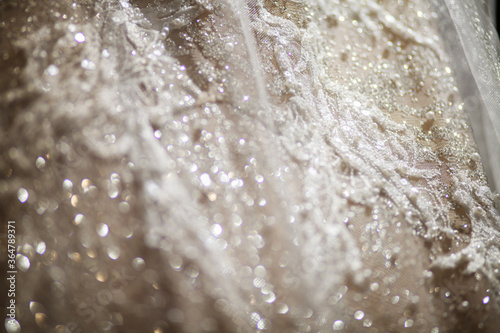 Background of a wedding dress close up
