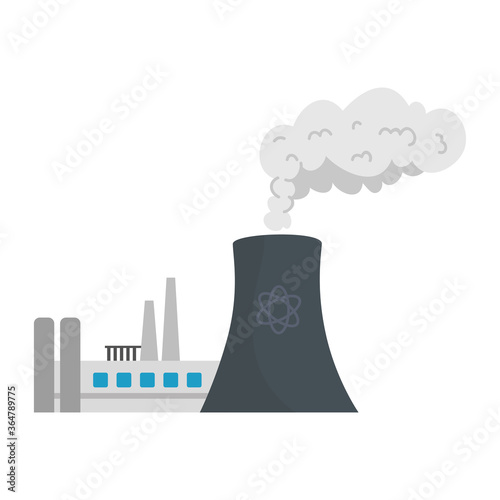 factory with chimney and smoke design, Industry plant building industrial construction job work technology and manufacturing theme Vector illustration