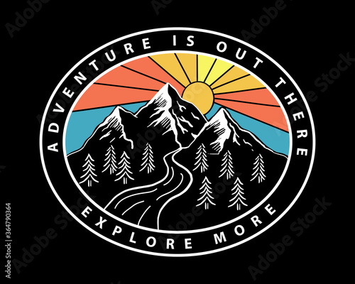 Mountain illustration, outdoor adventure . Vector graphic for t shirt and other uses