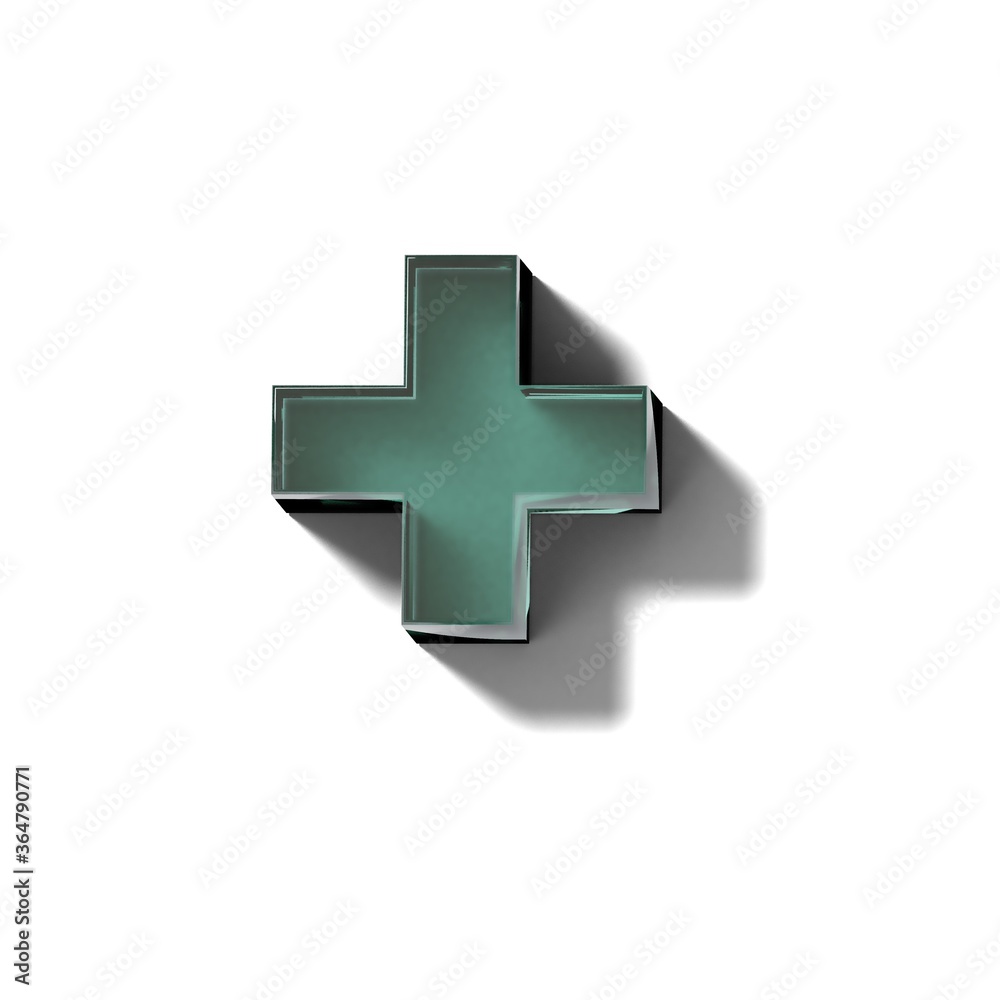 Obraz premium リアルなガラスのブロックのプラス記号