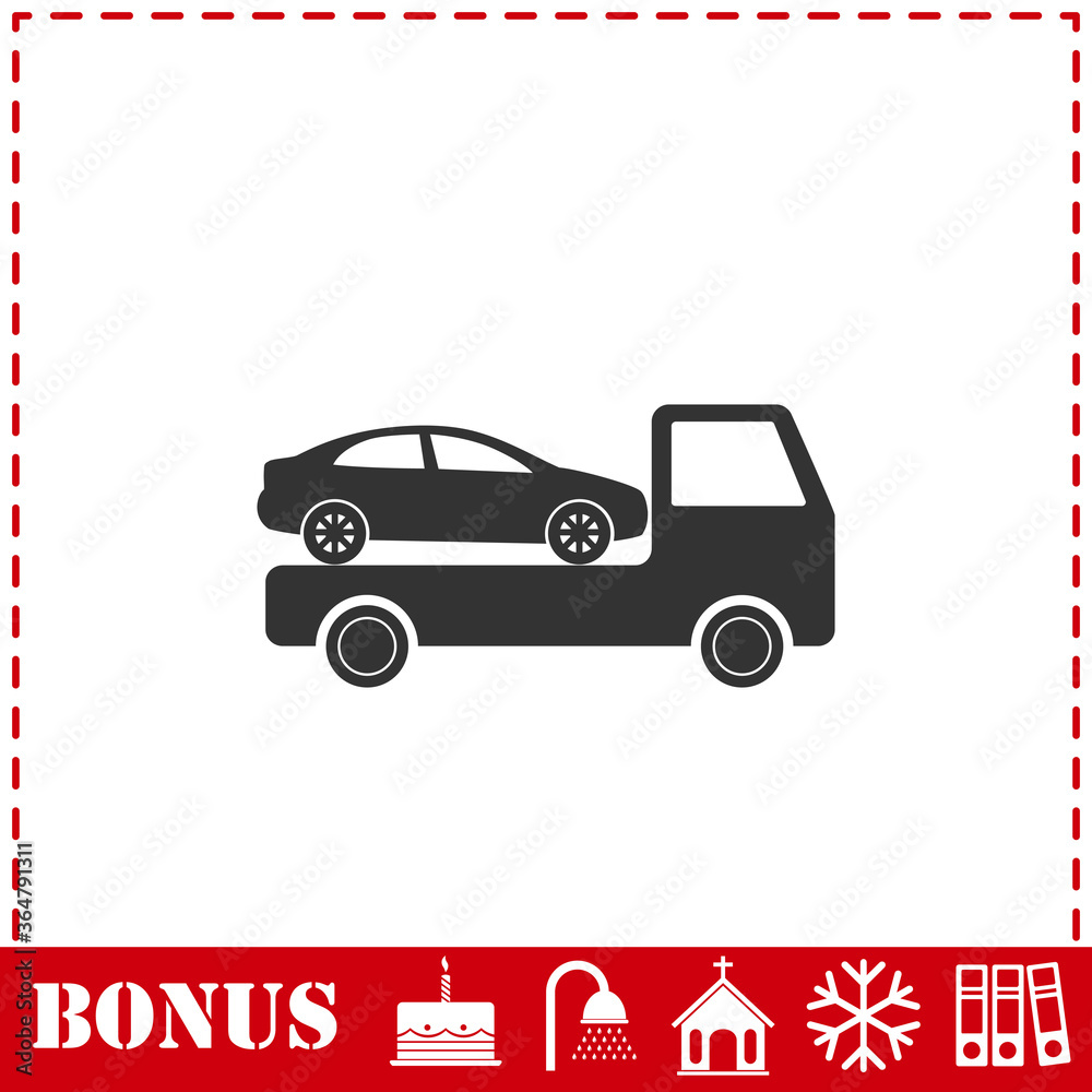 Tow car evacuation icon flat Tow car evacuation icon flat