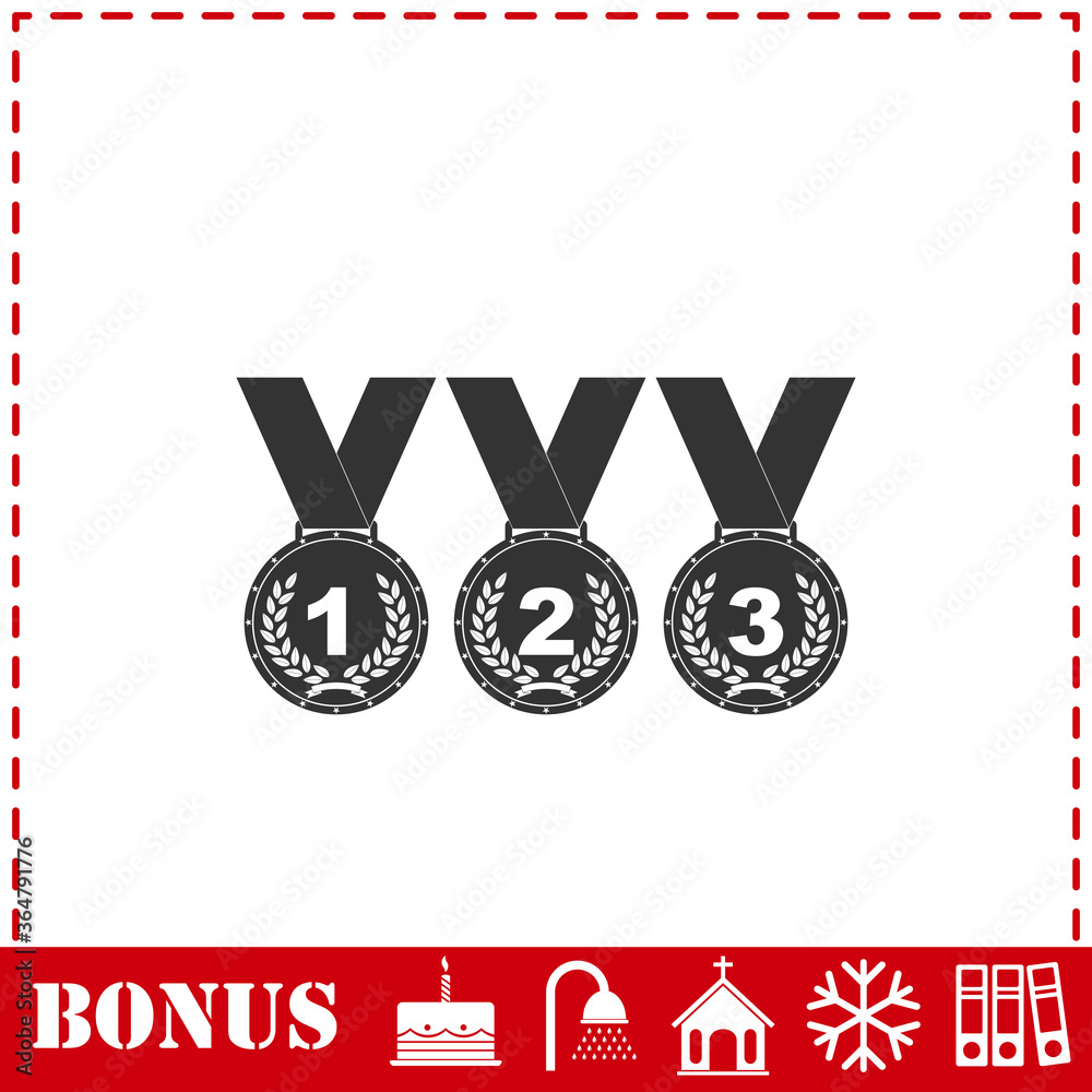 Set of gold silver bronze medals icon flat Set of gold silver bronze medals icon flat