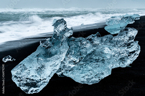Long exposure images of ice and surf on the Diamond Beach (Breiðamerkursandur) in southern Iceland