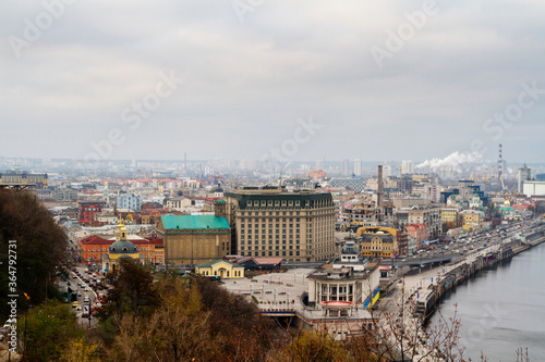 KIEV, UKRAINE - NOVEMBER 11, 2016: View of Kiev from an observation point over the Dnieper. Ukraine photo