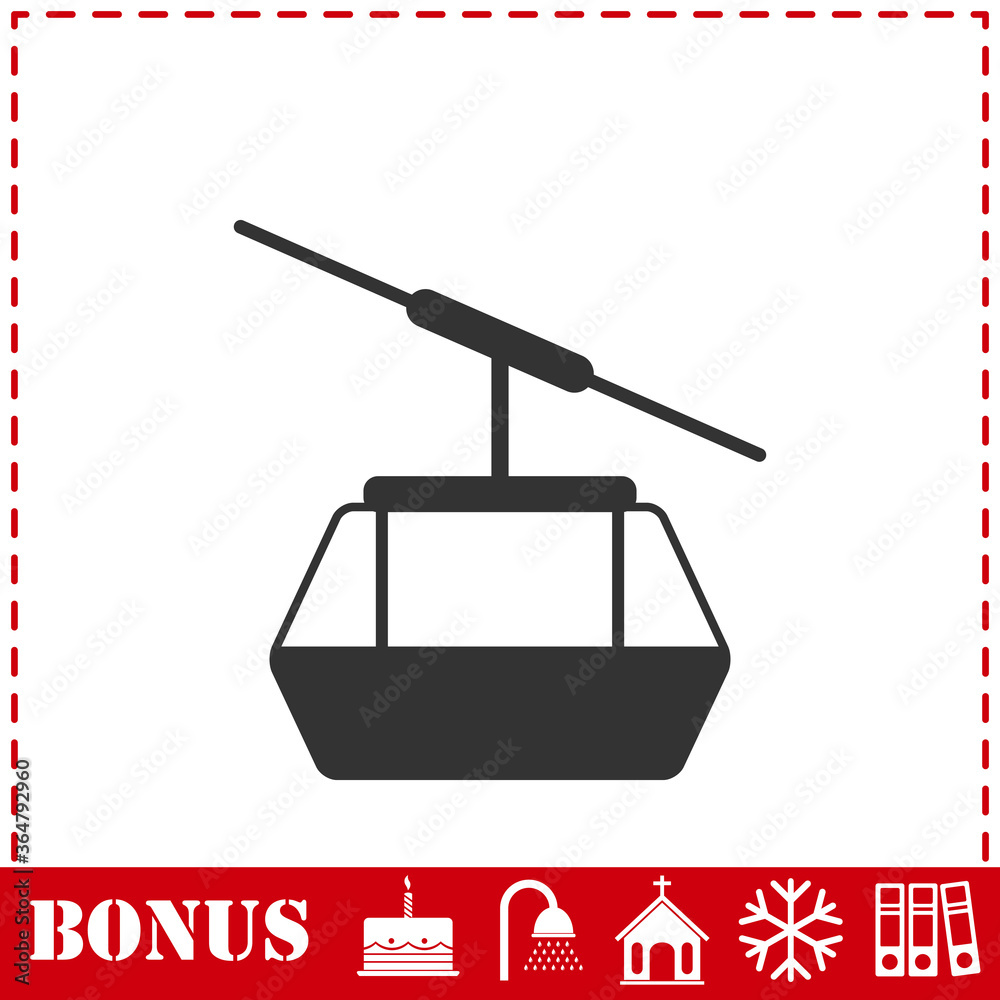 Fototapeta premium Ropeway cabines icon flat
