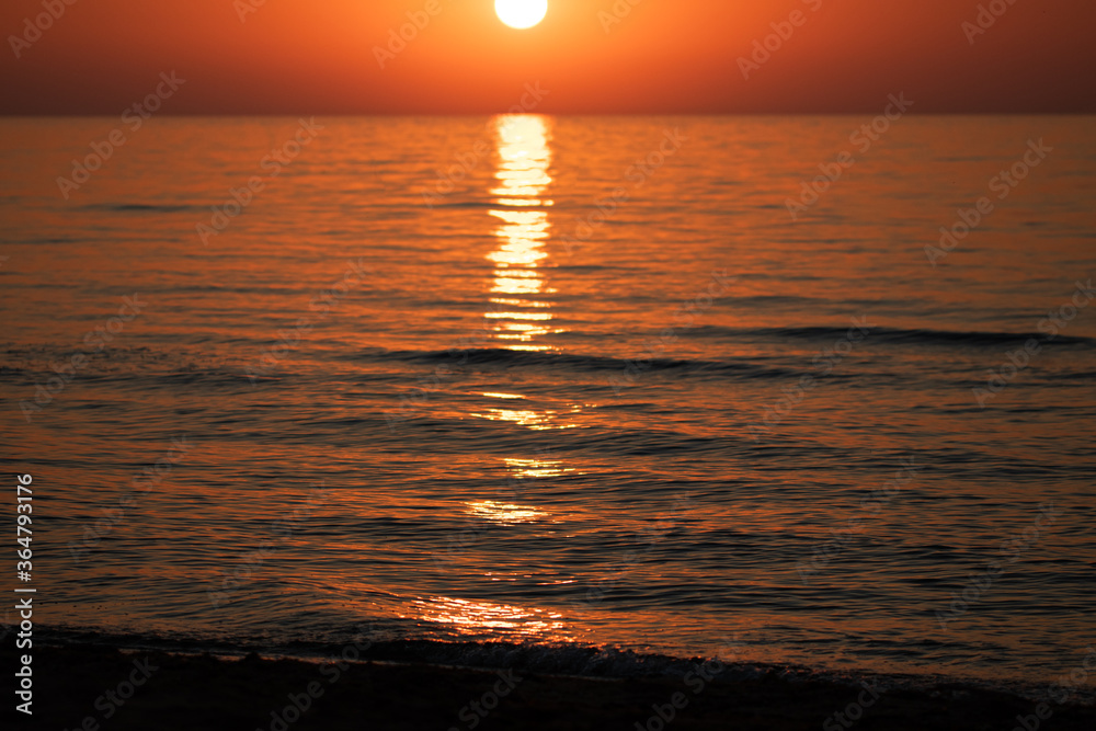 Beautiful sunrise over the sea. Morning at sea