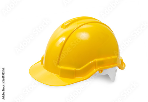 yellow hard hat - safety helmet on white with clipping path 