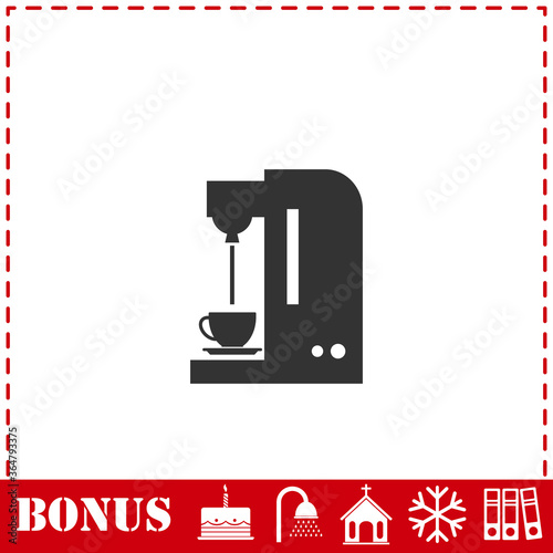 Fototapeta Naklejka Na Ścianę i Meble -  Coffee maker machine icon flat