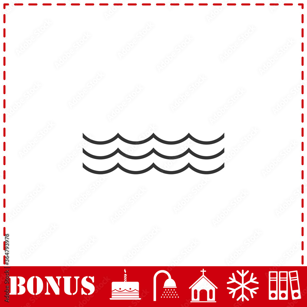 Obraz premium Ocean or sea icon flat