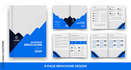 8 Pages creative business brochure template and simple & minimal design template 