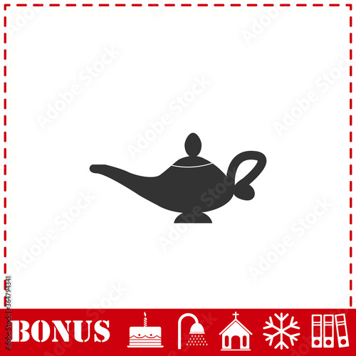 Magic lamp icon flat