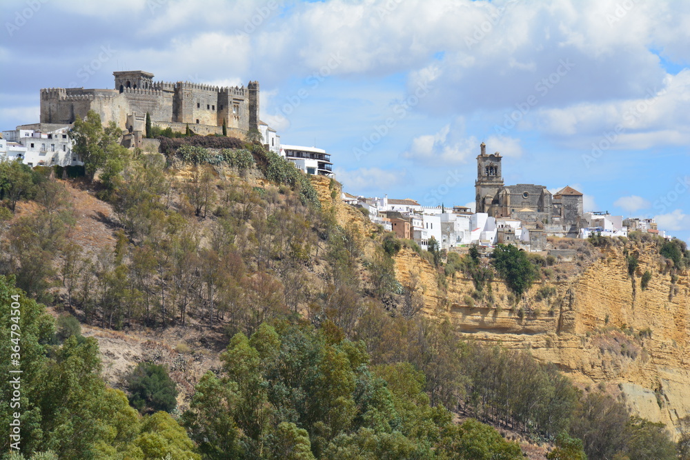 Vue Panoramique Village Blanc Arcos de la Frontera Andalousie Espagne 