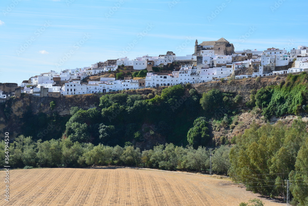 Vue Panoramique Village Blanc Arcos de la Frontera Andalousie Espagne 