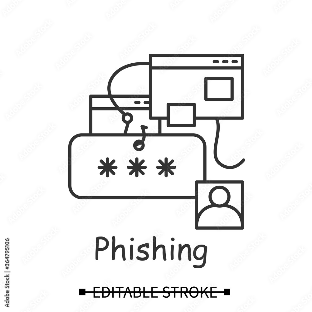 Phishing Icon Password And User Account Stealing Hacker Attack Linear