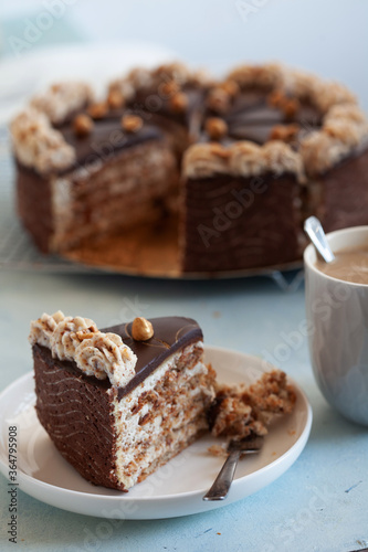 Wallpaper Mural Daquoise meringue cake with almond, hazelnut, chocolate ganashe and marzipan Torontodigital.ca