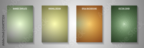 Grunge point perforated halftone cover templates vector batch. Urban journal faded halftone 