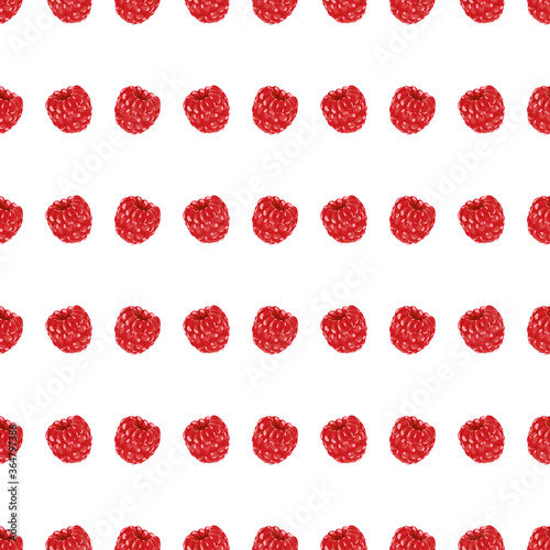 Raspberry seamless pattern. Red Berry Digital Paper, Scrapbook Paper. Razz and Leaves Drawing. Background design for sweets and pastries filled with raspberry, dessert menu, health care products.