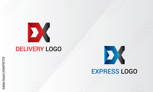 Express delivery courier service logo design. Express Delivery concept. D and X letter logo. Icon vector illustration.