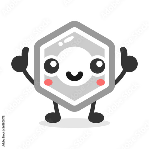 cute bolt nut mascot character