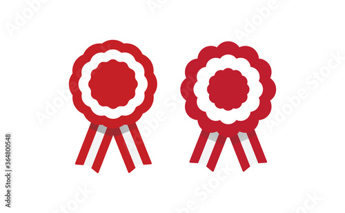 Peruvian cockade vector illustration. National symbol with Peru flag colors. Red and white rosette ribbon.