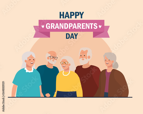 Grandmothers and grandfathers on happy grandparents day design, Old woman man female male person mother father and grandparents theme Vector illustration