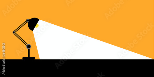 desk lamp background design, the lamp emits white light and yellow background.