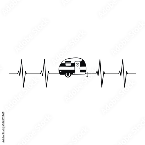 Love Camping Heartbeat vector illustration