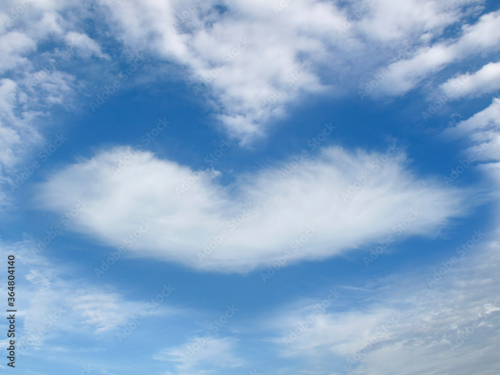 Heart-shaped clouds in the blue sky during the day