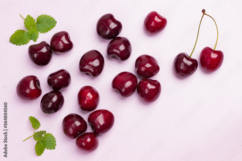 Berries of cherry on pink background. Berries of cherry on pink background.