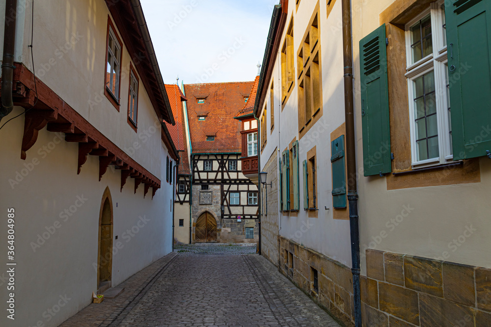 Medieval town Bamberg. Empty historical street