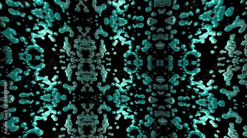Abstract motion background of mirorred green/blue shapes. Looping animation. photo