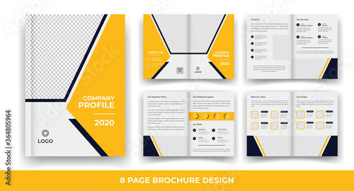 8 Pages creative business brochure template and simple & minimal design template	