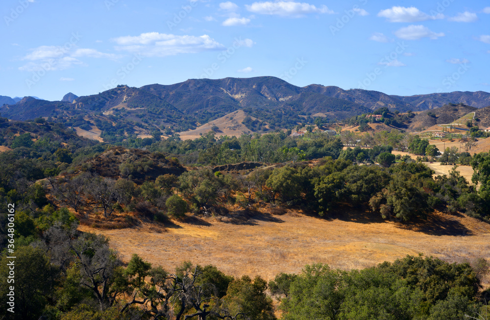 Scenic mountains landscape at Mulholland corridor overlook, Calabasas, CA